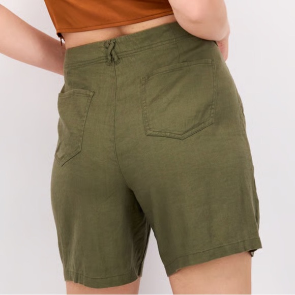 NYDJ Womens Neutral Olive Green Linen Blend High Rise Shorts 8 - Picture 2 of 8